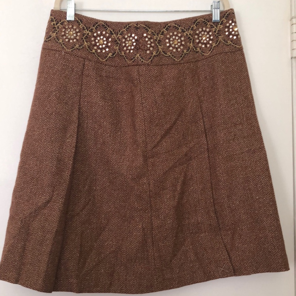 Ann Taylor Loft Embroidered Wool Skirt